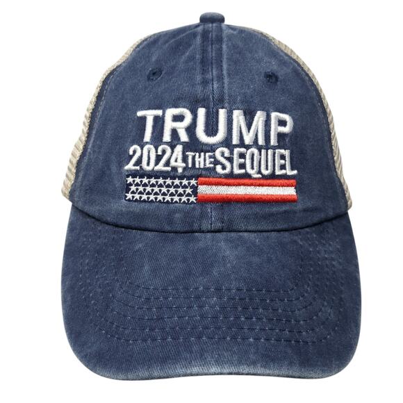 Trump 2024 The Sequel Snapback Trucker Hat Blue One Size Mesh Back - Picture 1 of 8
